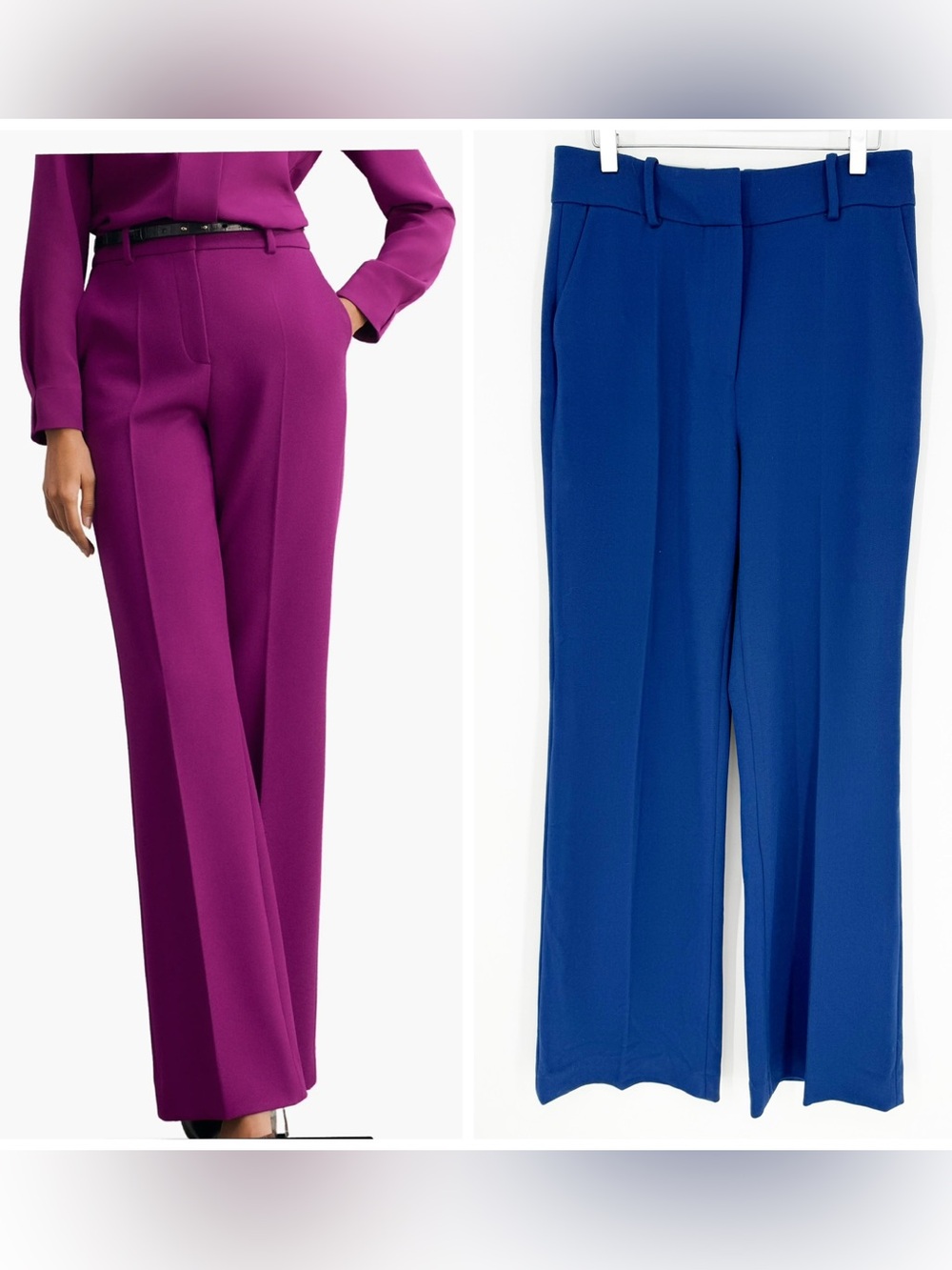 NWT The Fold Alzira Doppio Straight Leg Trousers Women's 6 Blue Quiet Luxury